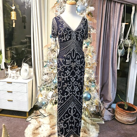 NWT Pisarro Nights Beaded Column Gown, 2 - Picture 10 of 14